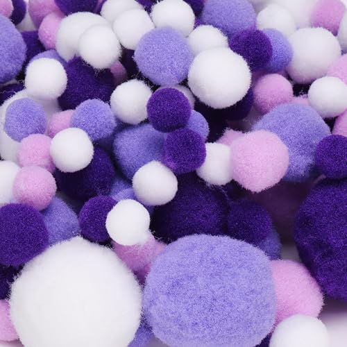 PATIKIL 120 Balles pom pom flou assortis, série violet