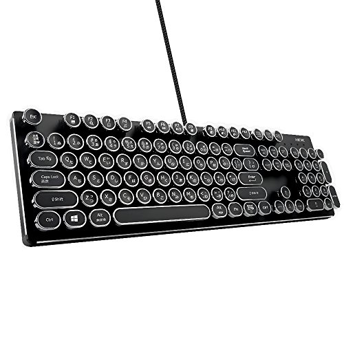 【定価¥11,500】タイプライター風キーボード　青軸 タイプライター風キーボード 有線 HKW メカニカルキーボード
