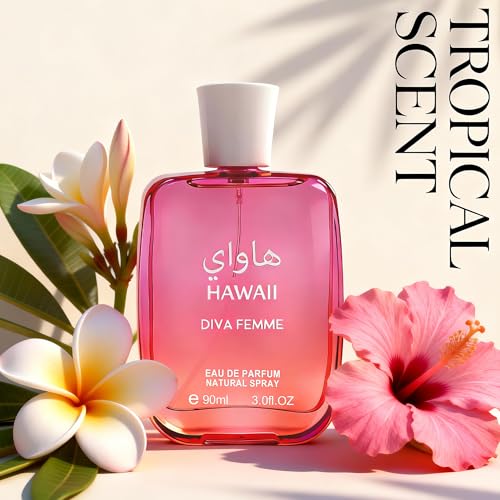 Image of AFLUXE Hawaii Diva Femme Women's Perfume 3.0 Fl. Oz Eau De Parfum for Women, Vibrant Lychee, Rhubarb & Rose Scents, Long Lasting Elegant Fragrance