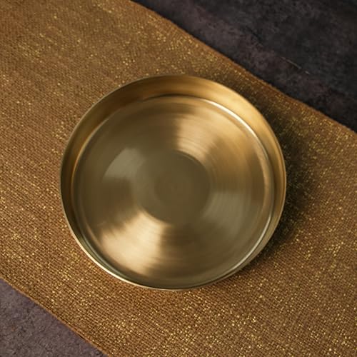 Image of 100% Pure Hand Cast Kansa Kids Thali - 8 Inch High-Edge Plate