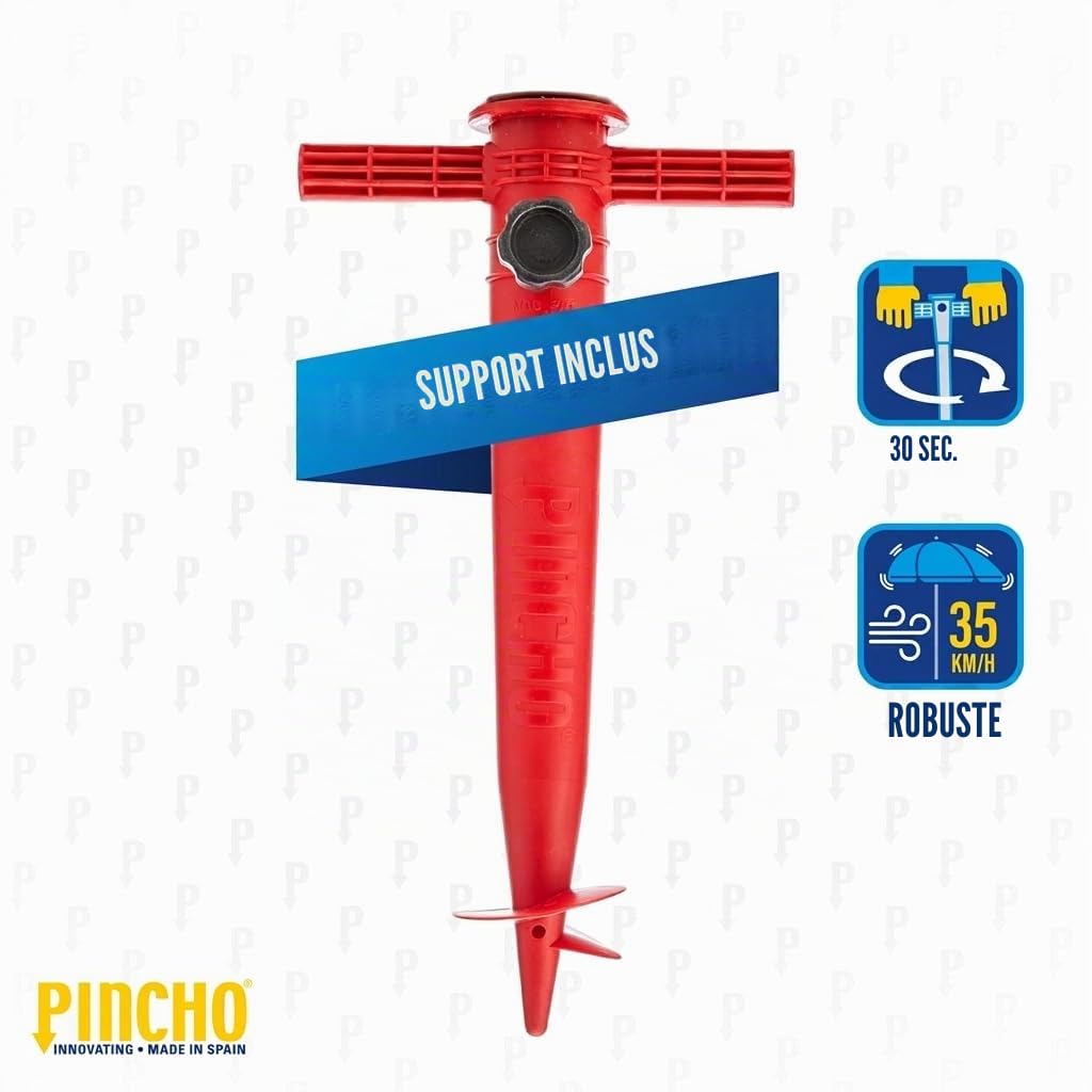 Pincho Parasol de Plage 200 cm, Aluminium, UPF+50 Bloque 99% de Rayons UV, 8 tiges en Fibre de Verre, très léger 1,5 kg, fenêtre supérieure, Couleur 1, Grande