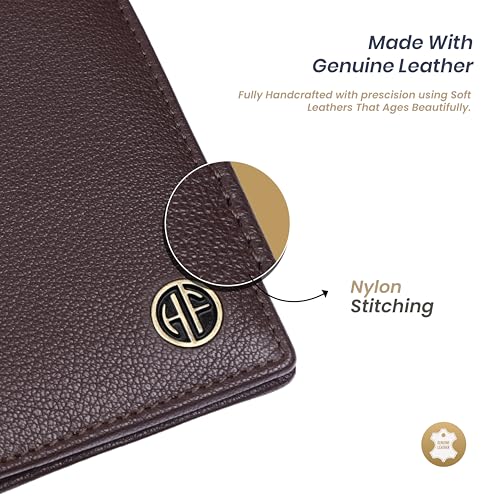 Image of HAMMONDS FLYCATCHER Genuine Leather Card Holder for Men and Women Slim RFID Blocking Bifold with 6 Card Slots Cash Compartment Compact Credit Debit Card Case Minimalist Pocket Organizer