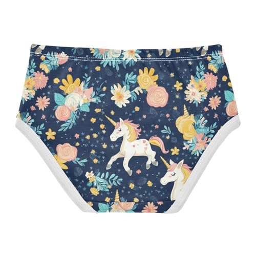 Wusikd Unicorn Girls' Underwear Cotton Flowers Girls Briefs Soft Toddler Underwear 2T2