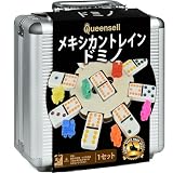 Queensellメキシカントレイン ドミノセット 大人用タイルボードゲーム - クラシックボードゲーム用ドミノセット - ダブル12ドミノセット ファミリーゲーム用 - アルミケース付き91タイルのドミノセット