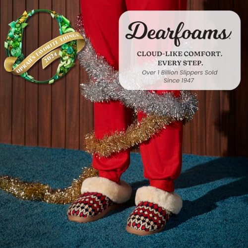 Image of Dearfoams Women's Memory Foam Cozy Soft House Slippers Gifts for Women Hannah Knit Clog House Shoes
