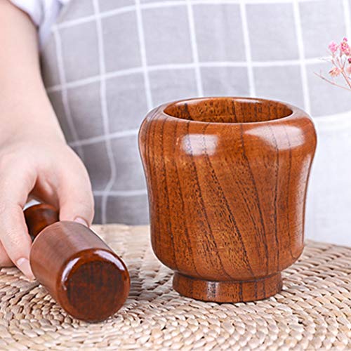 HEMOTON 1 Conjunto Pote De Alho De Madeira Maciça Grande Almofariz e Pilão Para Alho Moedor De Reméd