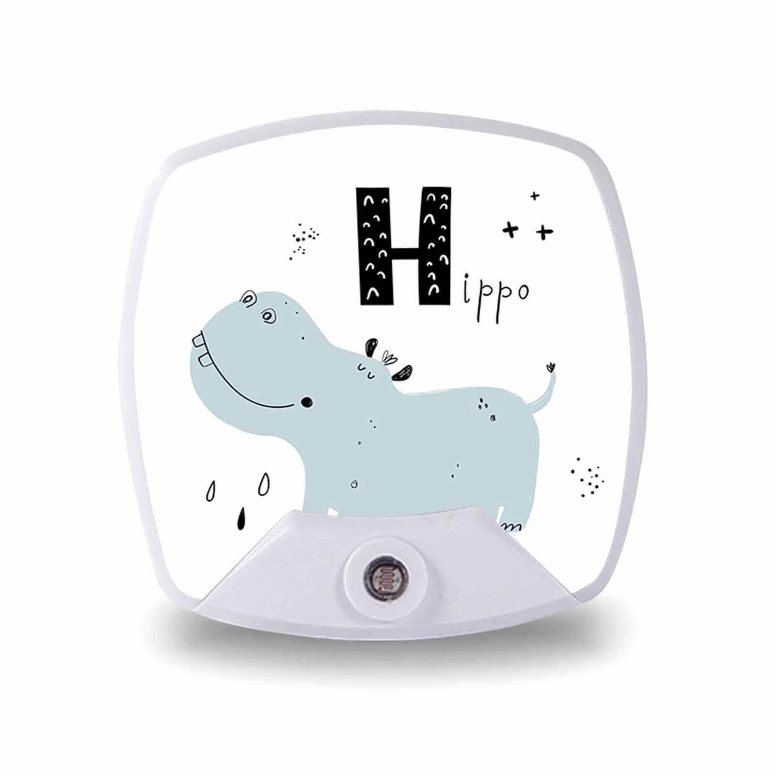 Sensor Night Light Plug in Lamp,Hippo Cute Funny LED Nightlights 3.54x3.54 Inch for Bathroom with Smart Dusk to Dawn Sensor, Adult, Hallway, Kitchen, Stairs