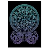 龍体文字 フトマニ図 ポスター – 古代文字アート 壁掛けインテリア (A4)