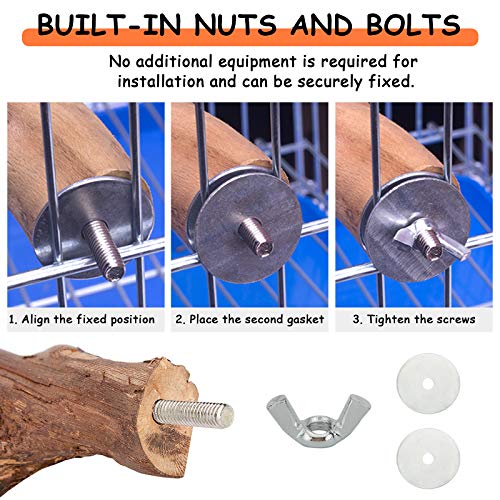 phepetroll Wood Bird Stand Perch, Natural Wild Grape Stick Bird Stand Pole, Grinding Paw Climbing Standing Accessories Bird Branch Perch for Parakeets, Budgies, Lovebirds, Finches (Bifurcation)
