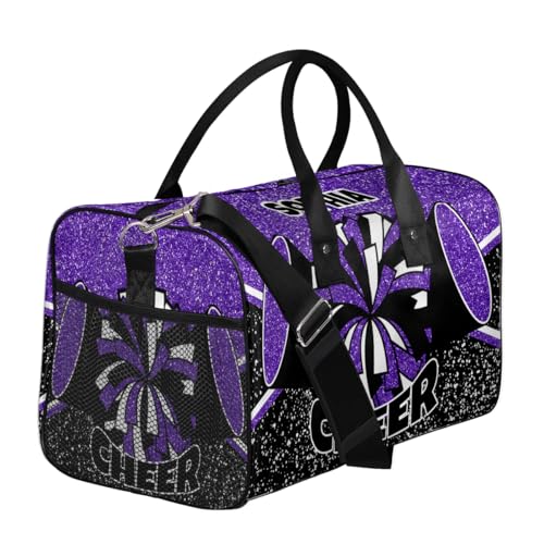 Personalized Cheer Bag for Cheerleaders Custom Sport Duffel Bag Gym Bag Travel Duffle Bag Overnight Weekender Bag with Name, Glitter Purple3
