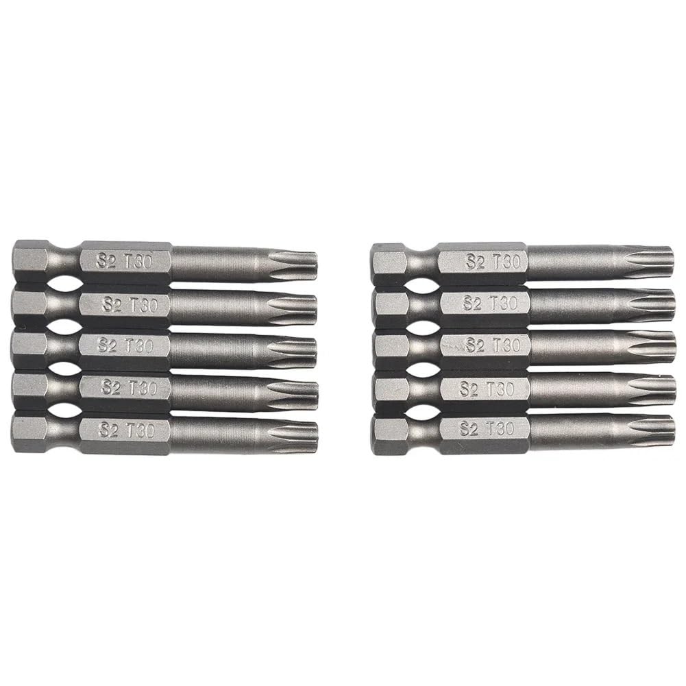 Juego de puntas de destornillador T30, 10 Uds., 50mm de longitud, 1/4 ", brocas hexagonales, taladro de seguridad a prueba de manipulaciones, brocas de inserción de destornillador MagneticTorx
