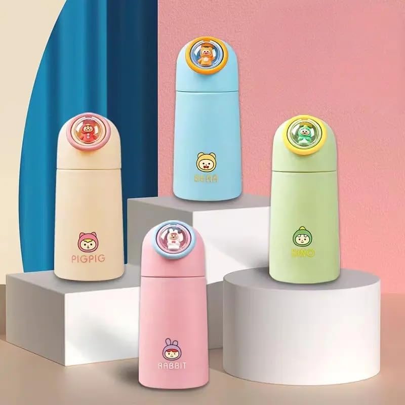 Image of Cute Kids Cartoon Glass Cup - Funny 350ml Water Bottle, Portable Festival Gift for Students, Stylish and Durable Glass Mug for Juice, Milk, and Everyday Use (Random Colour)