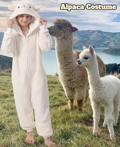 Disfraz completo para niños alpaca beige talla S miniatura 6