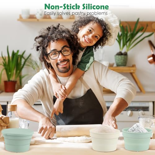 LIFEJXWEN Pizzaballenbox mit Deckel, 4 Stück Pizza Teig Korrekturlesen Box Silikon Pizzaballenbox Faltbare Pizzateig Gärbehälter für Heimische Küche Restaurant