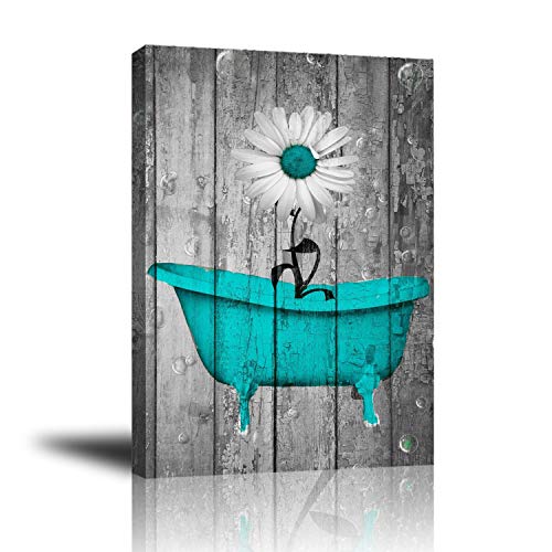 Wall decor Premium Giclee Canvas Wall Art, Abstract Canvas with White Gray Daisy