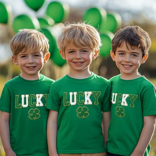 Toddler Boy Girl St Patrick's Day T-Shirt Lucky Shamrock Tees Chenille Patch Irish Tops3