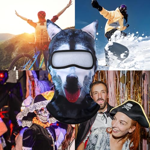 Image of 3D Cat Ski Balaclava Sheisty Face Mask with Ears Cute Animal Ski Mask for Music Festivals Raves Party Outdoor Activities
