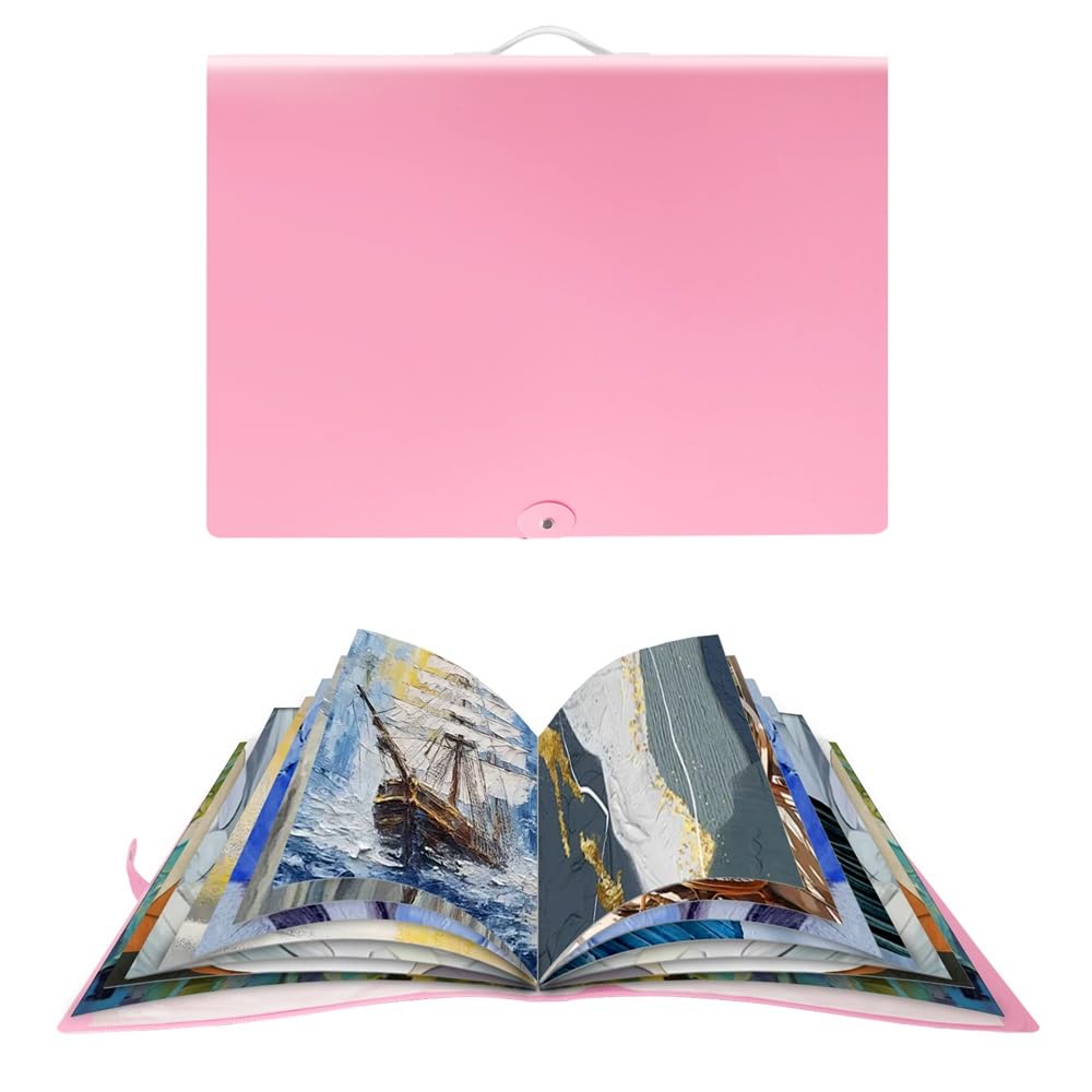 Aozznest Puzzle Storage Folder Space-Saving Storage Puzzle Folder 20 Puzzles Storage Pockets Horizontal Insert Puzzles Storage Folder(Pink)