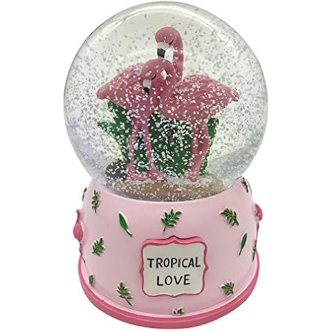 Agyvvt Flamingo Snow Globe Music Box Glass Glitter 6 x 4 inch Best Gift Valentine's Day Christmas Day Home Decor (Pink) Cover