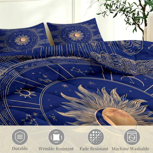 Edredón reversible 4 estaciones Celeste Vintage de sol y constelaciones 4