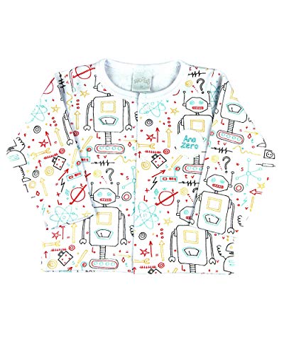 Conjunto Bebê Menino Suedine Estampado e Liso 3 Peças Robozinhos - Branco P