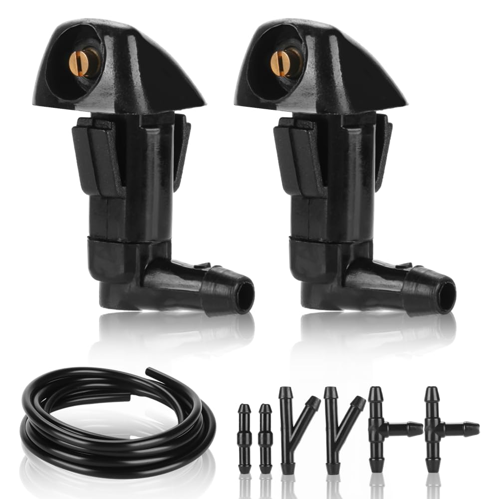 Front Windshield Washer Nozzles Kit 3 Meters Fluid Hose with 12 pcs Connectors - Compatible for Acura TL 2004-2008 for Honda Accord 2003-2007 for Honda Ridgeline 2006-2014 - Replace Part 76810-SDA-A11