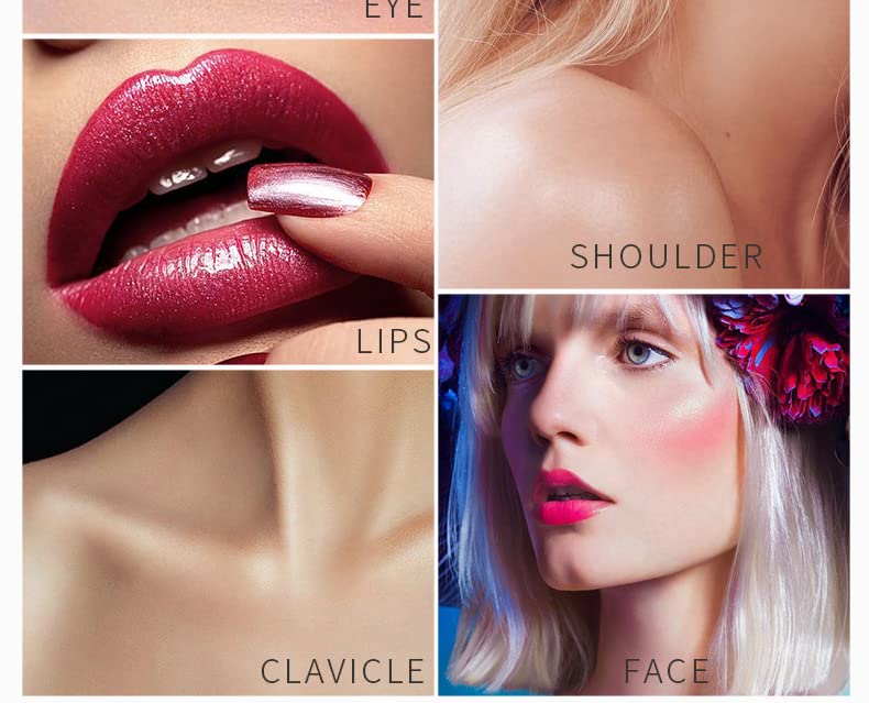 Miniatura 5 de Paleta de resaltadores faciales con purpurina brillante, paleta de contorno natural nude brillante, iluminador de maquillaje de alto brillo,