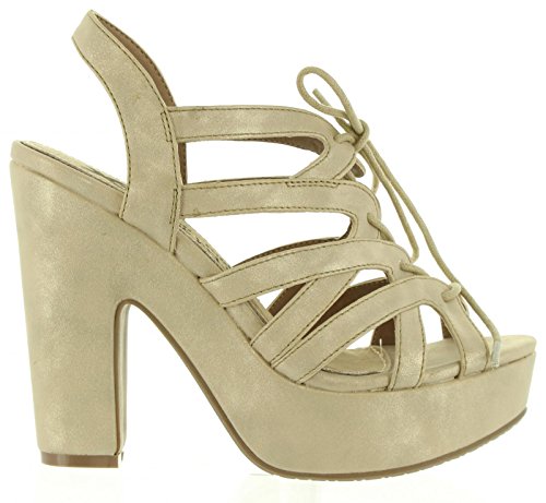 XTI Sandalias de Mujer 46612 Metalizado Oro Talla 40