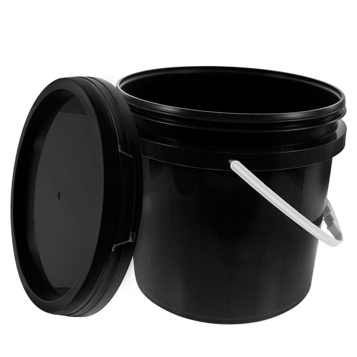 Operitacx Balde Cubo Negro con Tapa Cubo De Pintura Exterior Cuadro Color Cubos Industriales Pequeño Cubos De Pintura Negros con Tapas Largo Pintar El Plastico Black
