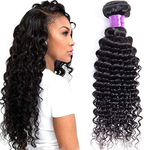Misoun Brazilian Virgin Human Hair Deep Wave One Bundle 10inch 100% Unprocessed Human Hair Extension Weave Deep Wave Brazilian Bundle (100+/-5g)/bundle Can be Dyed and Bleached