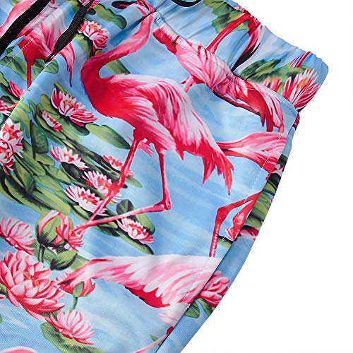 RAISEVERN Unisex Sweatpants Tropical Flamingo Funny Joggers Pants Hawaiian Jogging Trousers Sportswear with Drawstring for Men Women