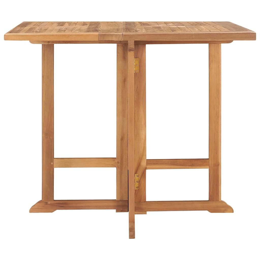 Składany stół ogrodowy z drewna tekowego, 90 x 90 x 75 cm, kwadratowy stół drewniany, składany, masywny stół do jadalni z drewna tekowego do ogrodu, zajmuje mało miejsca