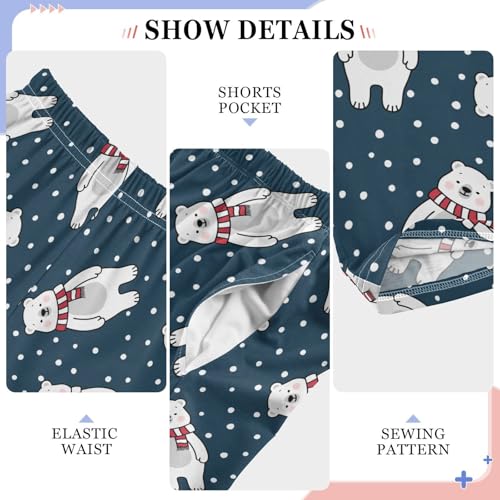 Polar Bear with Scarf Boys Long Pants Soft Trousers Elastic Waist Kids Lounge Bottoms with Pockets S-XL4