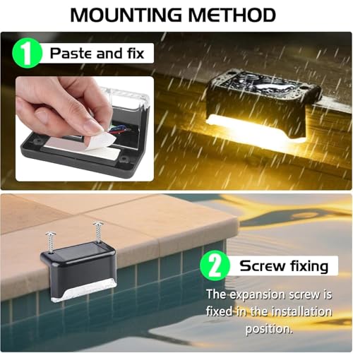 Image of Solar Step Lights 8 Pack - Waterproof Stair Lights for Outdoor Stairs | Warm White, Auto Dusk to Dawn