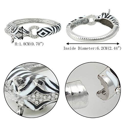 EVER FAITH Austrian Crysta Enamel Art Deco Zebra Horse Animal Hinged Bracelet4