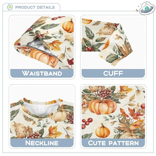 JUNZAN Autumn Pumpkins Nuts Leaves Big Girls Sweatshirts Hoodies Long Sleeve Sweatshirts for Boys Sports 4T3