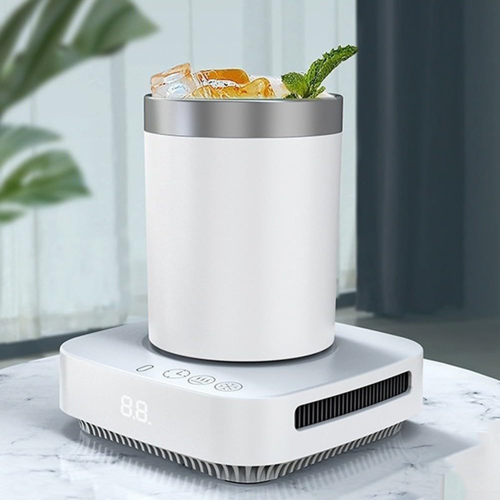 Posavasos inteligente de calefacción y refrigeración con pantalla digital para tazas de vidrio y metal, control de temperatura ajustable para uso en casa, oficina, viajes, color negro