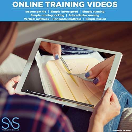 Suture Practice 29 Piece Tool Kit | Online How To Suture Video Course | Sutures Training Manual | Doctor, Nurse, Surgeon, Dentist, Veterinary, Medical Student, Practice Pad and Teaching Supplies