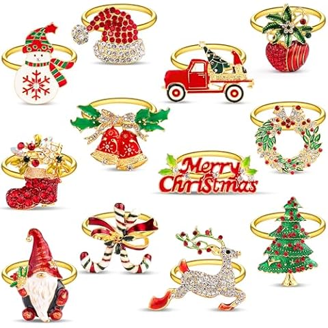 Homotte Gold Christmas Napkin Rings Set Cover