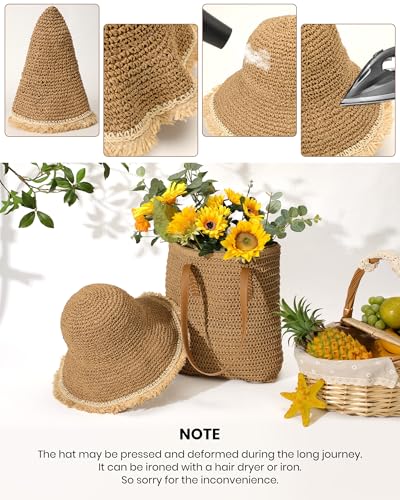 Image of Beach Bags for Women & Sun Hat Set, Beach Hats for Women UPF 50+ Protection for Summer Travel 2026