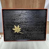 紅葉 お盆 漆塗り脇取り盆 黒 朱赤トレイ 長手盆 茶道 茶事
