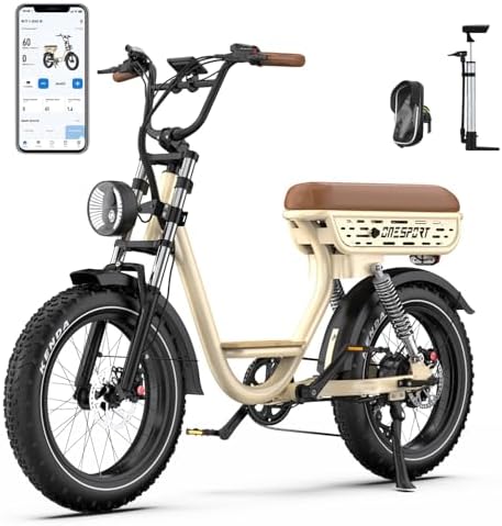 ONESPORT Bicicleta Eléctrica para Hombre, 20 x 4 Pulgadas Fat Bik...