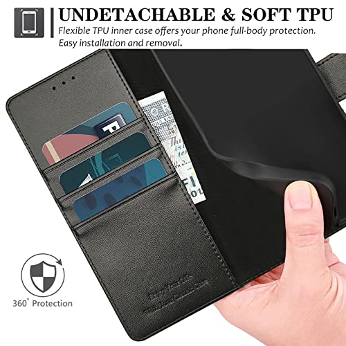 Bonhulle Case For Samsung Galaxy A51 4G (Not For A51 5G Version), Luxury [Nappa Leather][Rfid Blocking] Flip Cover Purse Case With Card Slots + Kickstand, Minimalist Wallet For Galaxy A51 4G (Black) #TOP4