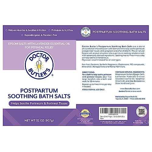 Doctor Butler’s Postpartum Soothing Bath Salts – Epsom Bath Salts For Women For Postpartum Recovery, Hemorrhoids, Discomfort, And Helps Soothe Perineum And Perineal Tissues After Birth (32 Oz.) #TOP4