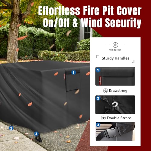 SHINESTAR Fire Pit Cover Square, Heavy-Duty Ripstop & Waterproof Outdoor Fire Pit Table Cover, Fits 24-28 inch Square Fire Pits with Windproof Drawstring and Buckles, 28 x 28 x 25 Inches by SHINESTAR - Used condition - Image 7
