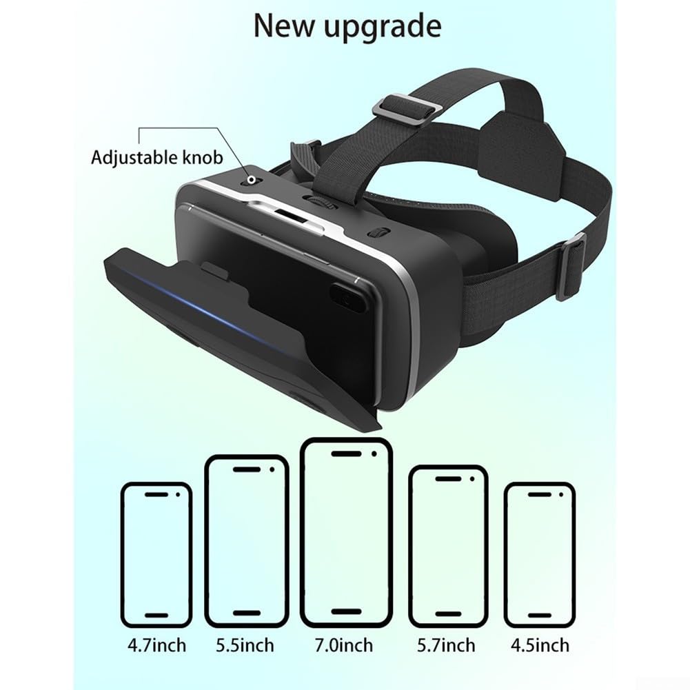Visore VR per telefono, occhiali per realtà virtuale con controller, occhiali 3D virtuali montati sulla testa, anti-luce blu, lenti HD (Whtie)