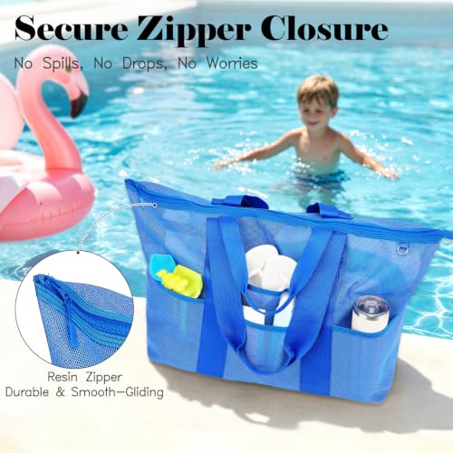 Image of Fammart Large Mesh Beach Bag for Women, Oversized Beach tote Swim Pool Bag