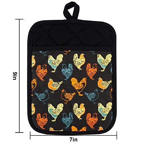 Pot-Holders-Set-of-2-Heat-Resistant-480-Non-Slip-Clear-Silicone-Printed-Comfortable-Cotton-Lining-Kitchen-Women-Men-Cooking-Baking-Microwave-Machine-Washable-Rooster-Black-Potholders Pot Holders Set of 2 Heat Resistant 480 Non Slip Clear Silicone Printed Comfortable Cotton Lining Kitchen Women Men Cooking Baking Microwave Machine Washable Rooster Black Potholders