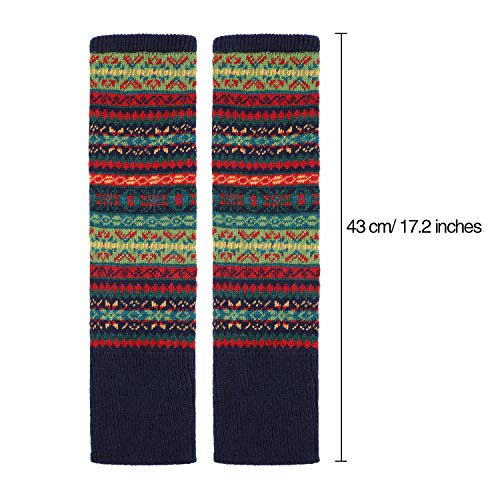 SATINIOR 2 Pairs Leg Warmers for Women Wool Leg Warmers Bohemian Winter Long Knit Boot Cuffs Socks for Women3