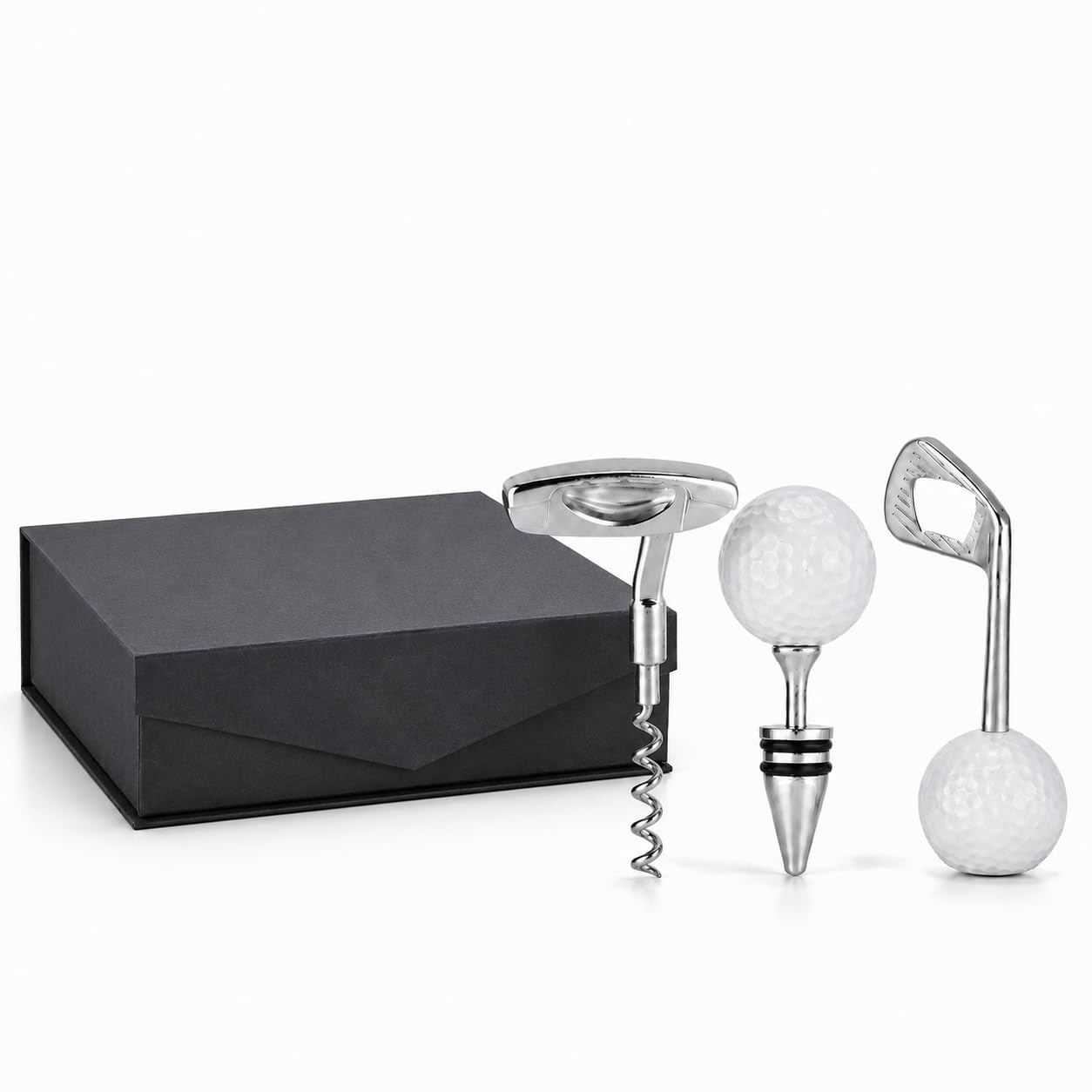 Set Apribottiglie Vino, 3 Pezzi Cavatappi a Forma da Golf in Lega di Zinco, Kit Vino Regalo per Feste Ristoranti Bar, con Scatola Regalo di Lusso